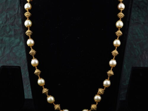 gold pearl bead necklace