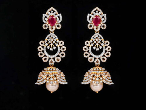 small diamond jhumkas - Totaram & Sons