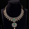 emerald diamond necklace (DS-44) - Totaram & Sons.